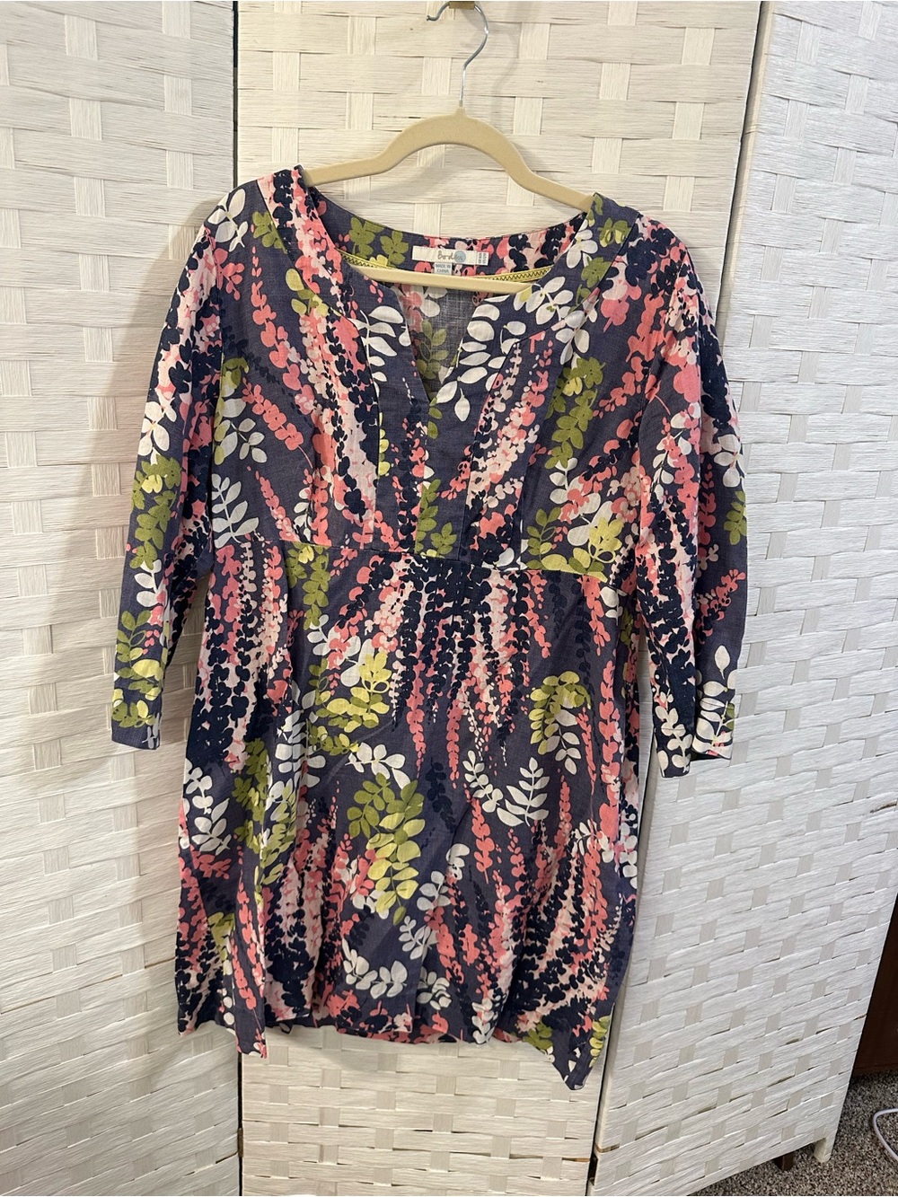 Boden Laurie 100% Linen Floral Tunic Dress 16R XL like new coastal resort